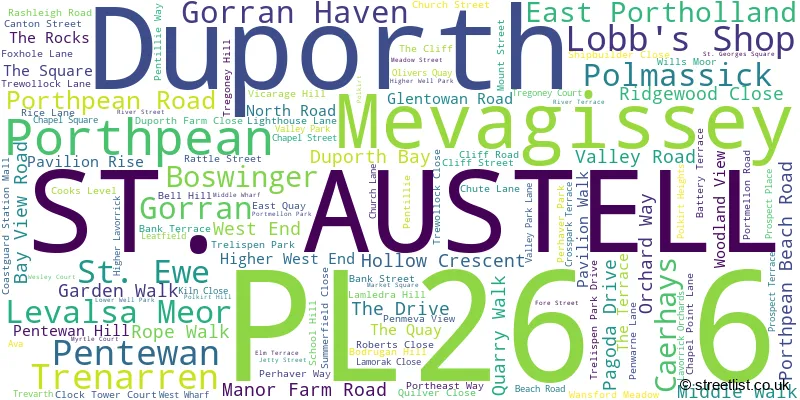 A word cloud for the PL26 6 postcode